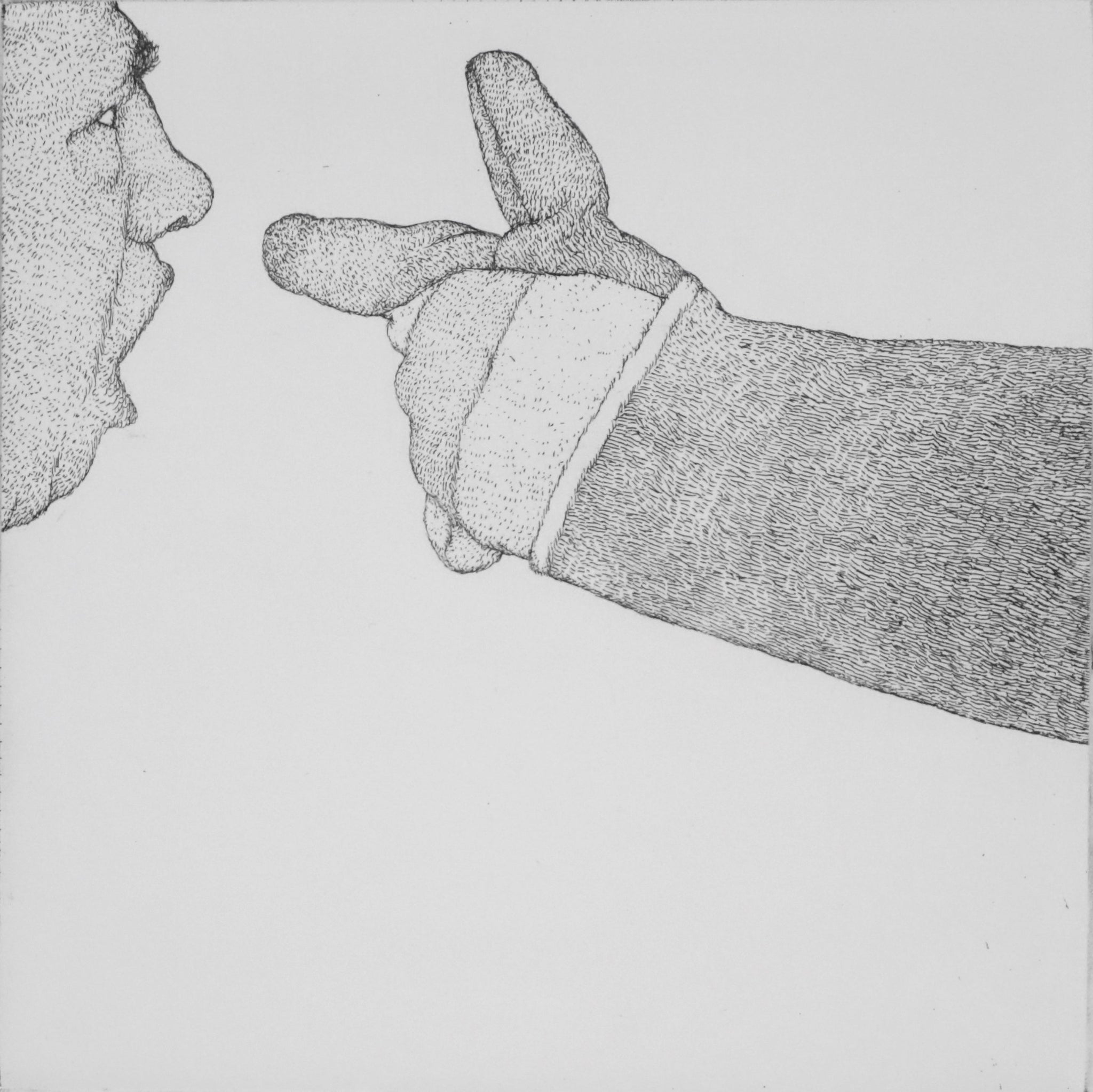 A Man Threatened by a Work Glove by Art Hansen - Davidson Galleries