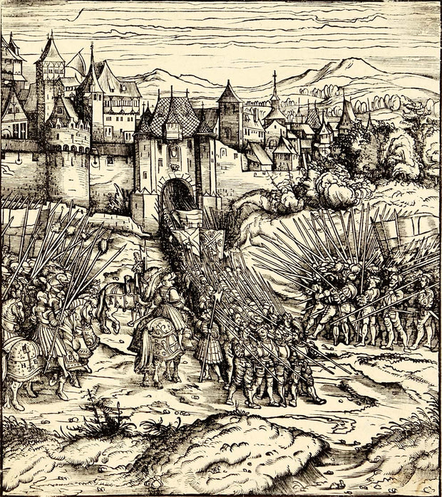 Unidentified Battle Scene (Illustration for Der Weisskönig) by Hans Burgkmair - Davidson Galleries