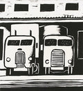 Two Trucks (black and white) by Lockwood Dennis - Davidson Galleries
