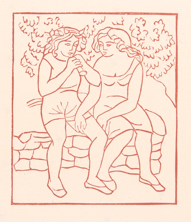 Daphnis Teaches Chloe How To Play the Pipe by Aristide Maillol - Davidson Galleries