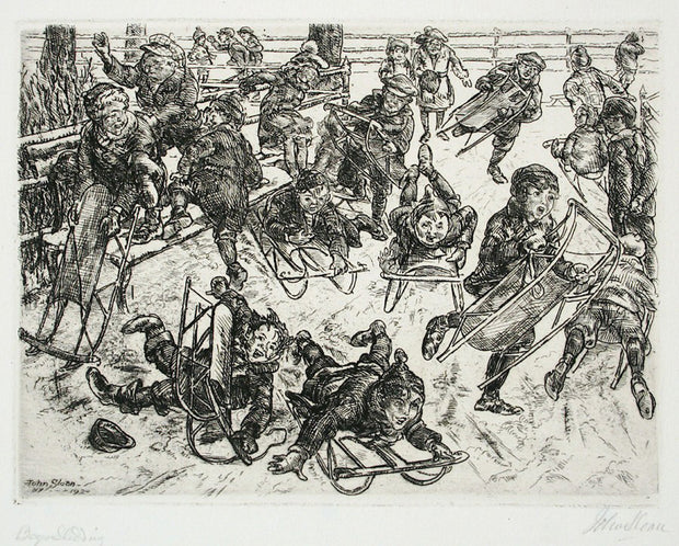 Boys Sledding by John Sloan - Davidson Galleries