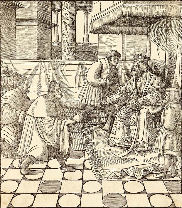 The Blue King Asking Support from the King of Denette by Leonhard Beck - Davidson Galleries