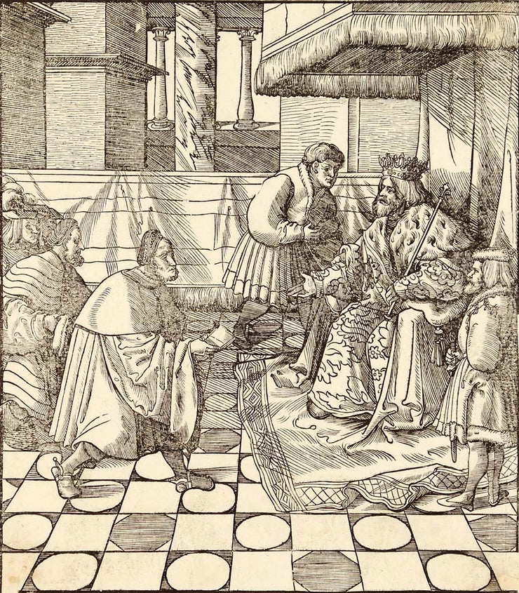 The Blue King Asking Support from the King of Denette by Leonhard Beck - Davidson Galleries