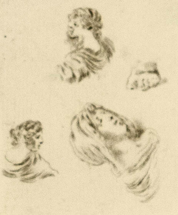 Three Heads of Women and a Foot by Stefano Della Bella - Davidson Galleries