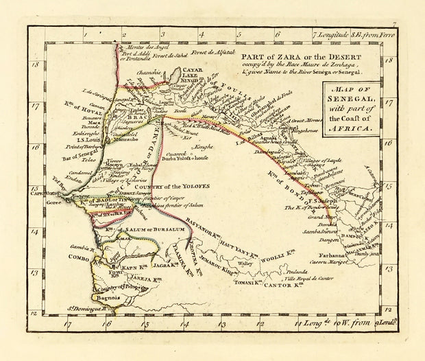 Map of Senegal with Part of the Coast of Africa by Maps, Views, and Charts - Davidson Galleries