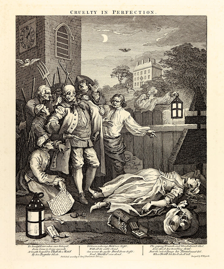 Four Stages of Cruelty (Complete set of four engravings) by William Hogarth - Davidson Galleries