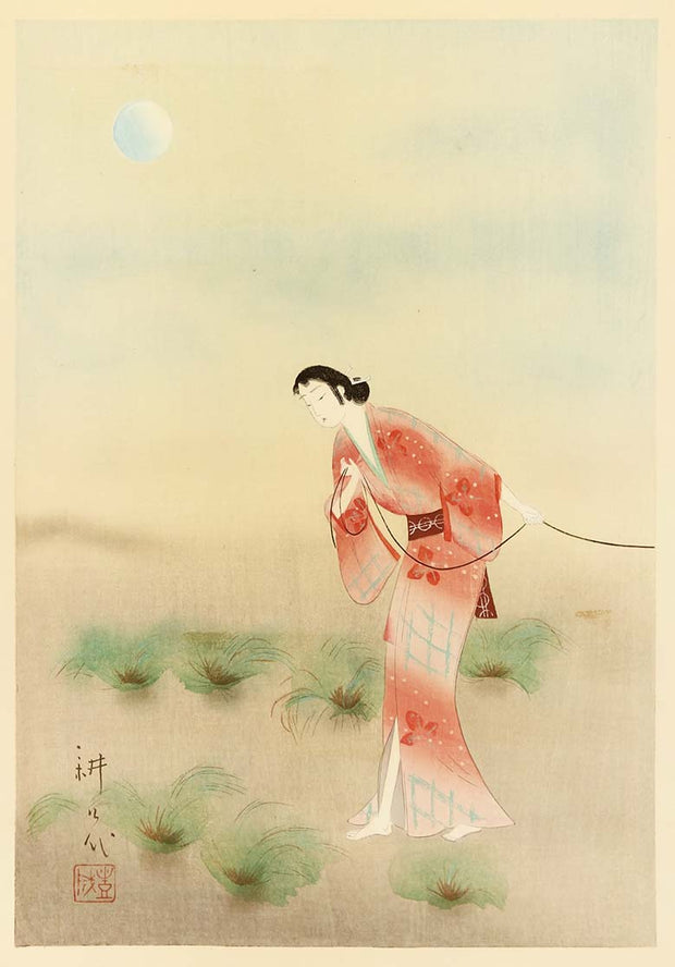 Woman Pulling a String by Yamamura Koka (Toyonari) - Davidson Galleries