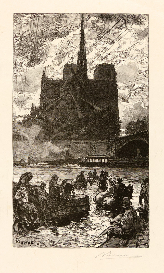 L'Abreuvoir derrière Notre-Dame, soleil couchant by Auguste-Louis Lepère - Davidson Galleries