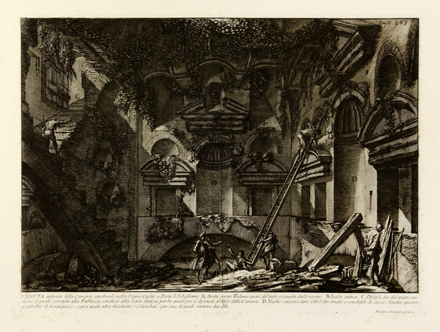 Veduta interna della Camera sepolcrale esistente nella Vigna Casali a Porta S. Sebastiano (Interior View of the Tomb Chamber in the Casali Vineyards at Porta San Sebastiano) by Giovanni Battista Piranesi - Davidson Galleries