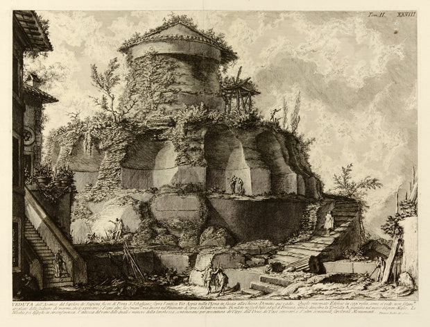 Veduta di un Sepolcro creduto de’Scipioni fuori di Porta S. Sebastiano (View of the Tomb Believed to Be That of the Scipios outside Porta San Sebastiano) by Giovanni Battista Piranesi - Davidson Galleries