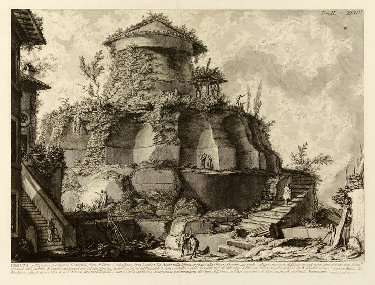 Veduta di un Sepolcro creduto de’Scipioni fuori di Porta S. Sebastiano (View of the Tomb Believed to Be That of the Scipios outside Porta San Sebastiano) by Giovanni Battista Piranesi - Davidson Galleries