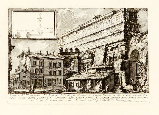 Veduta del Monumento del Condotto delle Acque Claudia e Anione Nuovo (View of the Monument that Incorporates the Aqueducts of the Acqua Claudia and New Anio) by Giovanni Battista Piranesi - Davidson Galleries