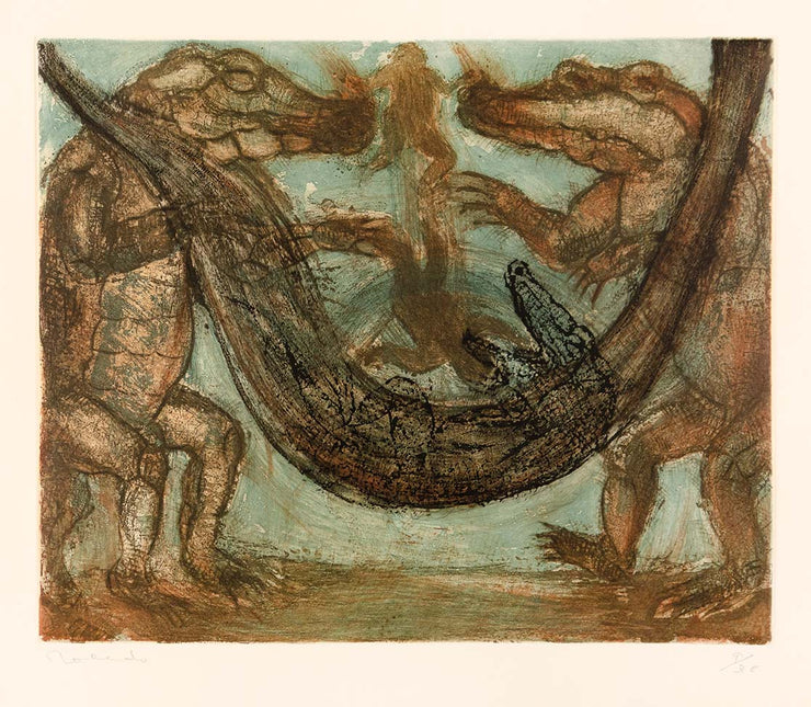 Dos cocodrilos y hamaca verde (Two Crocodiles and Green Hammock) by Francisco Toledo - Davidson Galleries