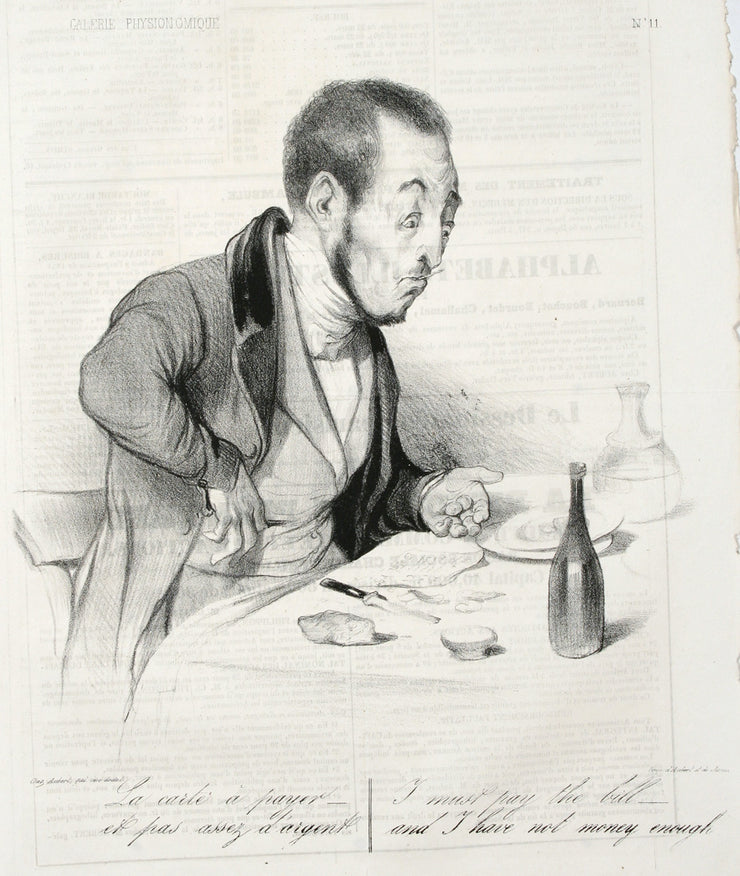 La Carte a Payer - Et Pas Assez d'Argent by Honoré Daumier - Davidson Galleries