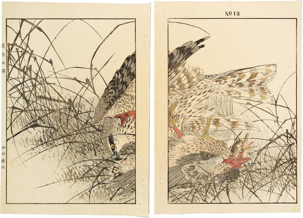 Goshawk Hunting (diptych) by Imao Keinen - Davidson Galleries