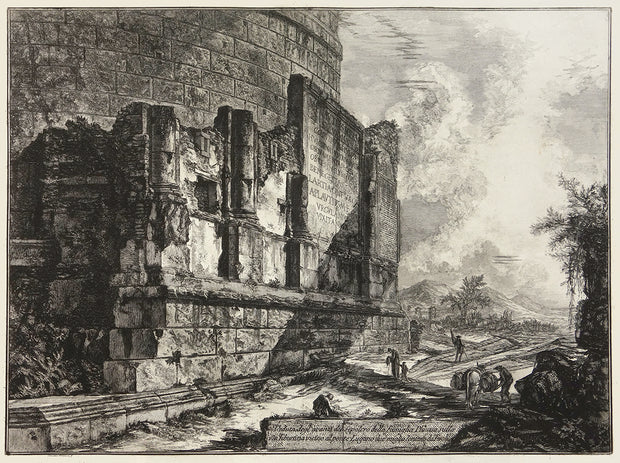 Veduta degl' avanzi del sepolcro della famiglia Plauzia sulla via Tiburtina... (View of the Remains of the Tomb of the Plautii on the Via Tiburtina, near the Ponte Lugano…) by Giovanni Battista Piranesi - Davidson Galleries