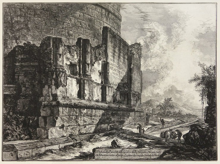 Veduta degl' avanzi del sepolcro della famiglia Plauzia sulla via Tiburtina... (View of the Remains of the Tomb of the Plautii on the Via Tiburtina, near the Ponte Lugano…) by Giovanni Battista Piranesi - Davidson Galleries