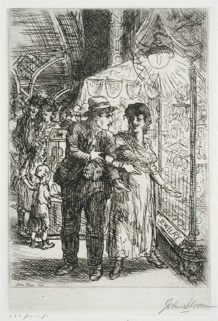 Jewelry Store Window (Carlotta's Indecision) by John Sloan - Davidson Galleries